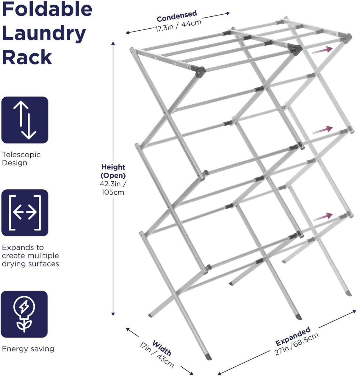 BLACK+DECKER Laundry Organization Expandable/Collapsible Clothes Drying Rack. Essential for