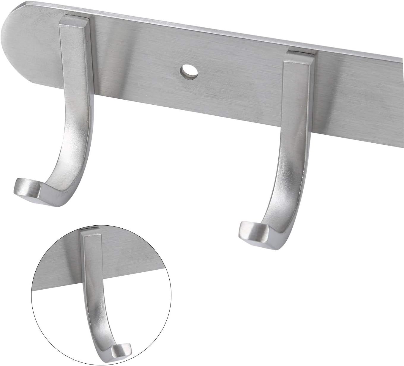Towel Hook Rack Brushed Nickel 17-Inch Coat Hook Rail Wall Mounted with 7 Hooks, Durable Wall