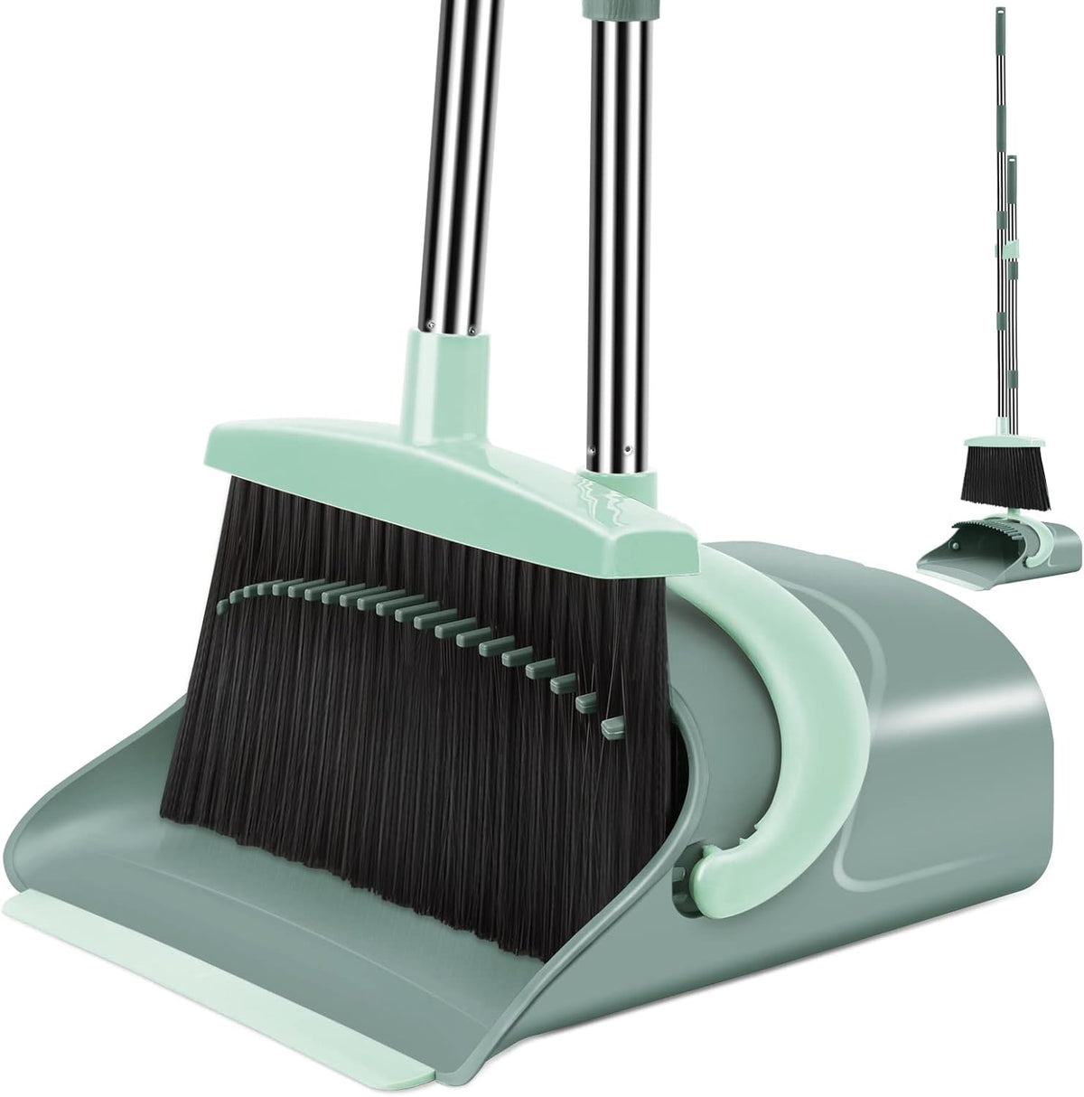 Broom and Dustpan Set for Home, Dust pan with Long Handle, Broom with Dustpan Combo Set, for Home