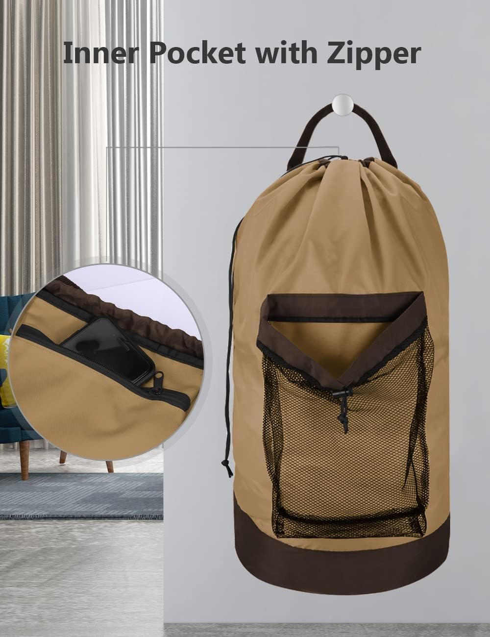 Dalykate Backpack Laundry Bag, Laundry Backpack with Shoulder Straps and Mesh Pocket Durable Nylon