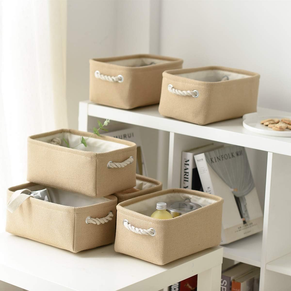 TheWarmHome Storage Basket for Organizing - Small 6 Pack 11.8x7.8x5.2 inch Fabric Storage Cubes