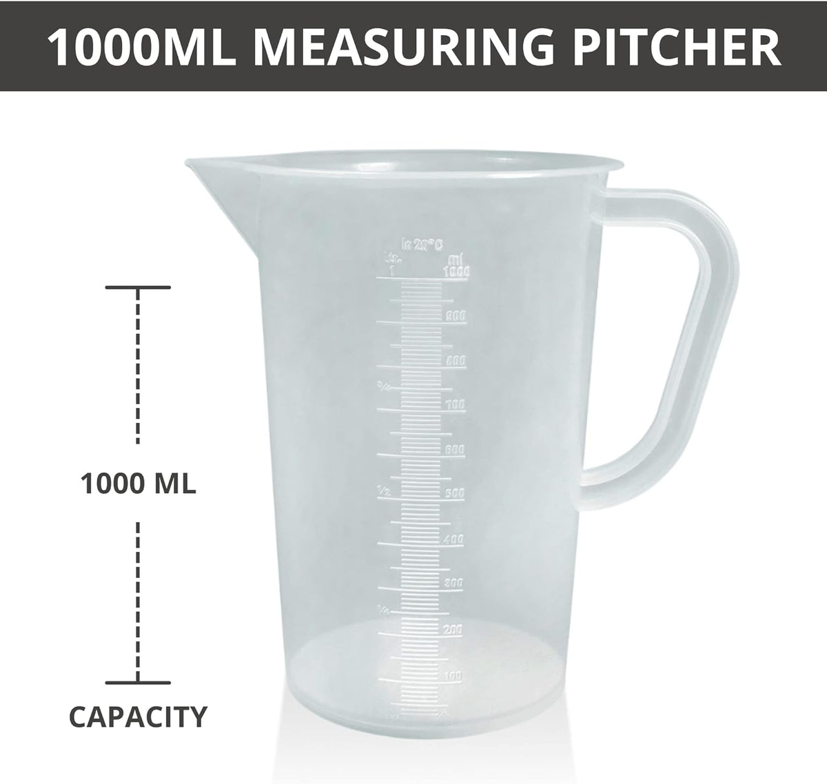 Plastic Graduated Measuring and Mixing Pitcher - 1000ml Plastic Graduated Measuring Pitcher - Large