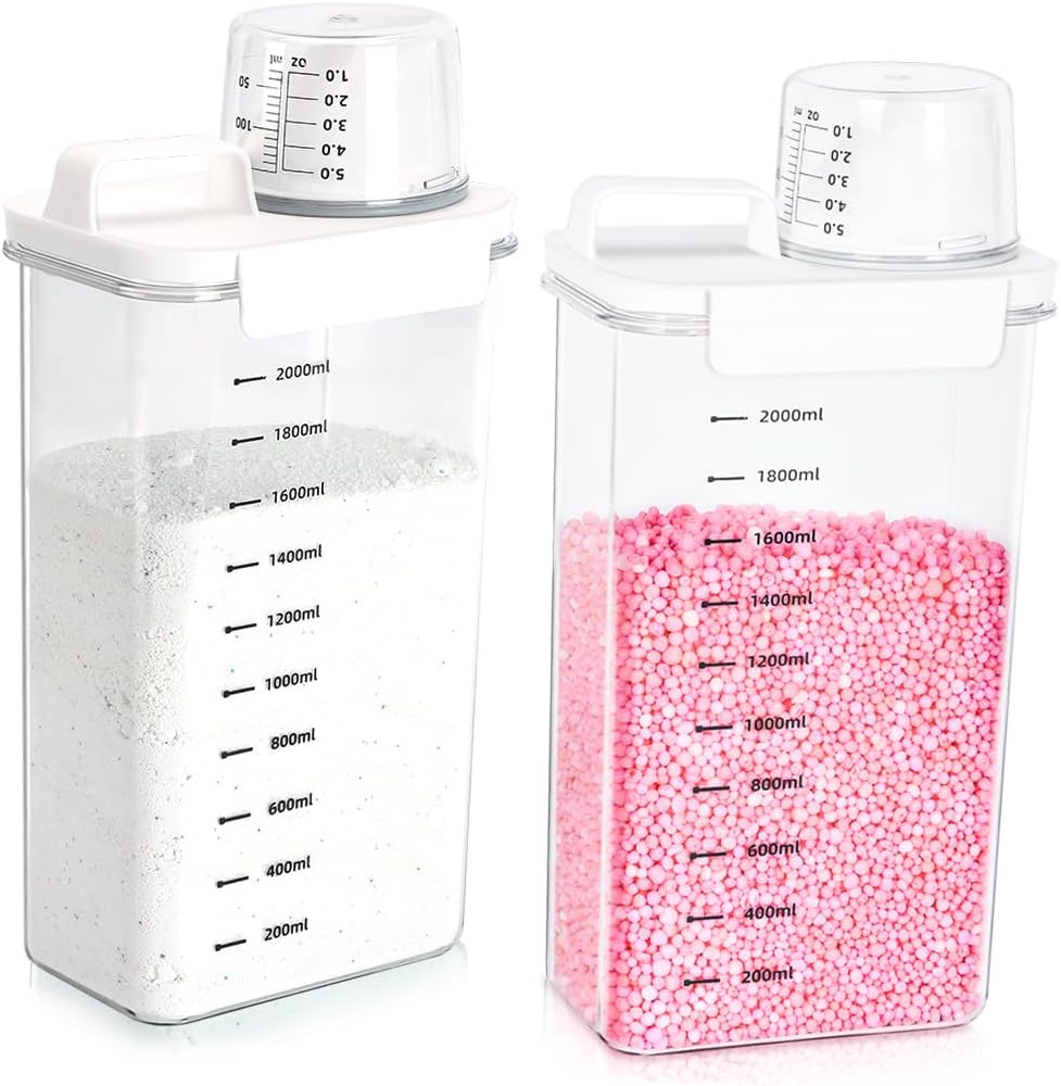 2 Packs Laundry Detergent Dispenser, Tokokimo Laundry Power Container,Laundry Scent Booster Beads