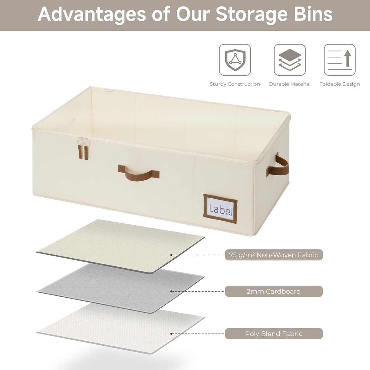 StorageWorks Under Bed Storage Bins, 10'' Underbed Storage Containers with Lid, 90L Clothes