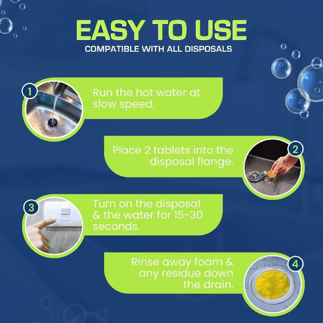 True Fresh Garbage Disposal Cleaner – 24-Pack Foaming Sink and Drain Deodorizer Tablets, Powerful