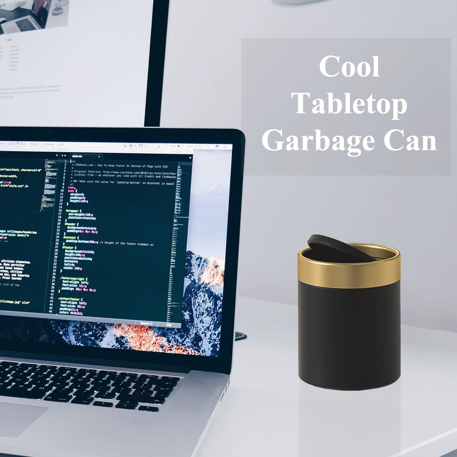Mini Trash Can with Lid, Metal Small Tiny Mini Trash Bin Can, Mini Countertop Trash Cans for Desk