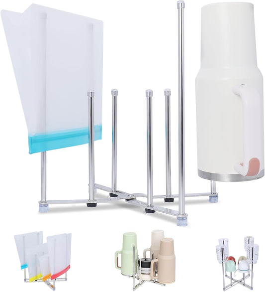 Plastic Bag Drying Holder, Bottle Drying Rack, Multifunctional Kitchen Grocery Bag Stand