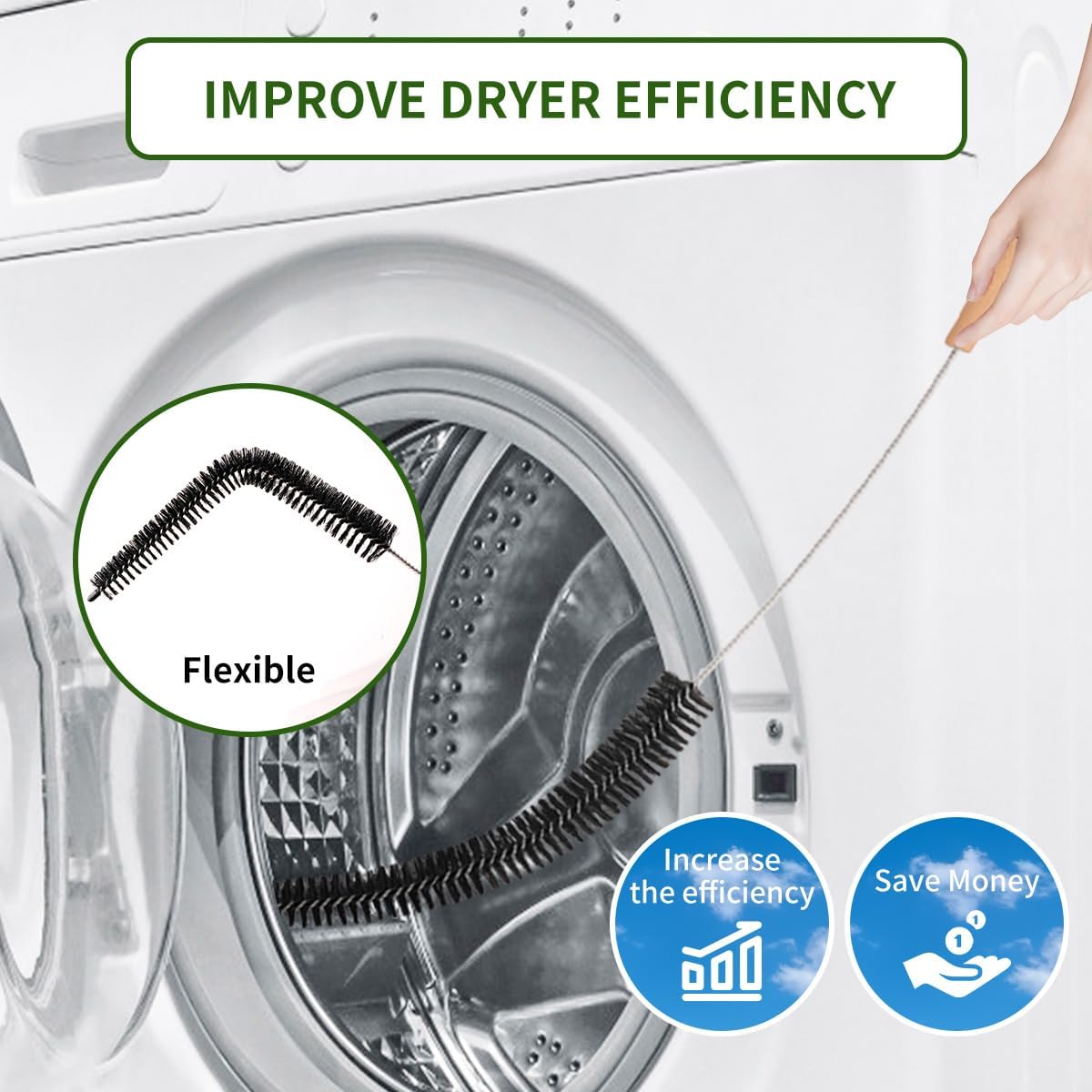 Dryer Lint Brush Vent Cleaner 30 inch Refrigerator Coil Cleaning Brushes Clothes Trap Duct Remover