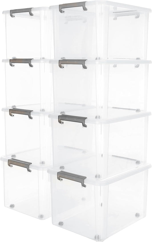 Citylife 58.1 QT Plastic Storage Bins with Latching Lids Stackable Storage Containers for