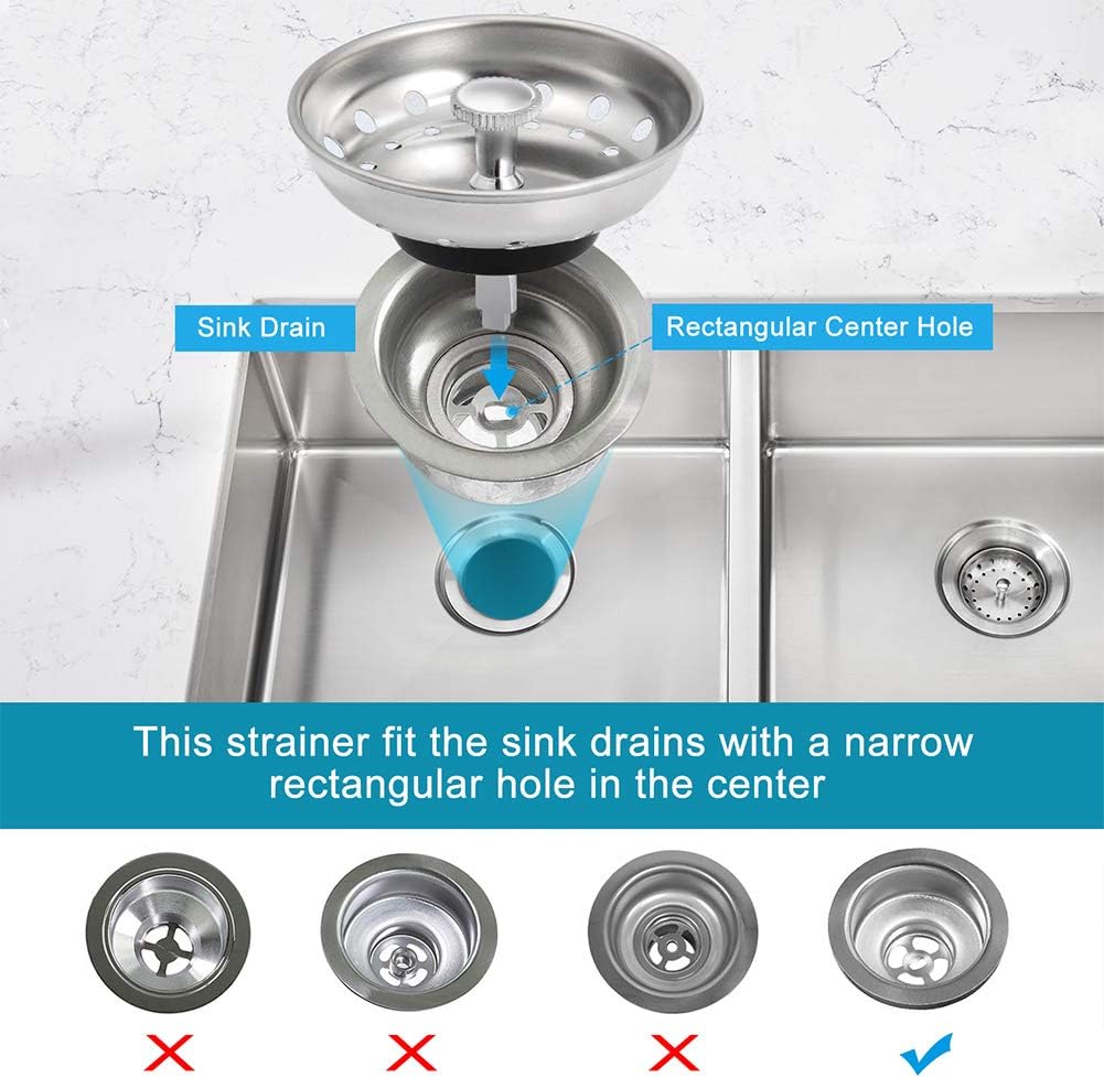 Kitchen Sink Drain Strainer 6 Pack Stainless Steel Sink Stopper, Anti-Clogging Kitchen Sink Drain