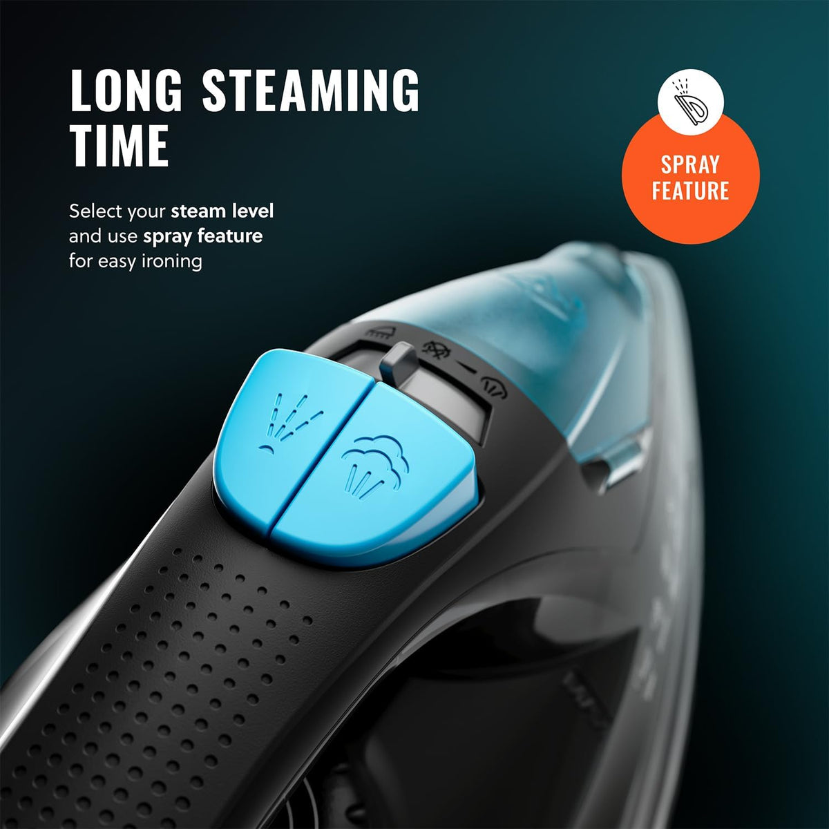PurSteam Professional 1250W Steam Iron | Powerful Steamer with Burst of Steam & Spray | Non-Stick