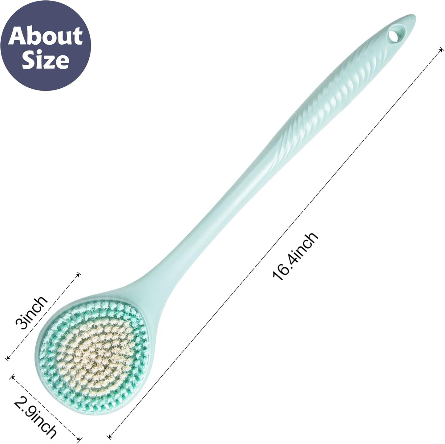 BEDELITE Back Scrubber for Shower - Long Handle Bath Brush (16.4 inches) with Soft Bristles
