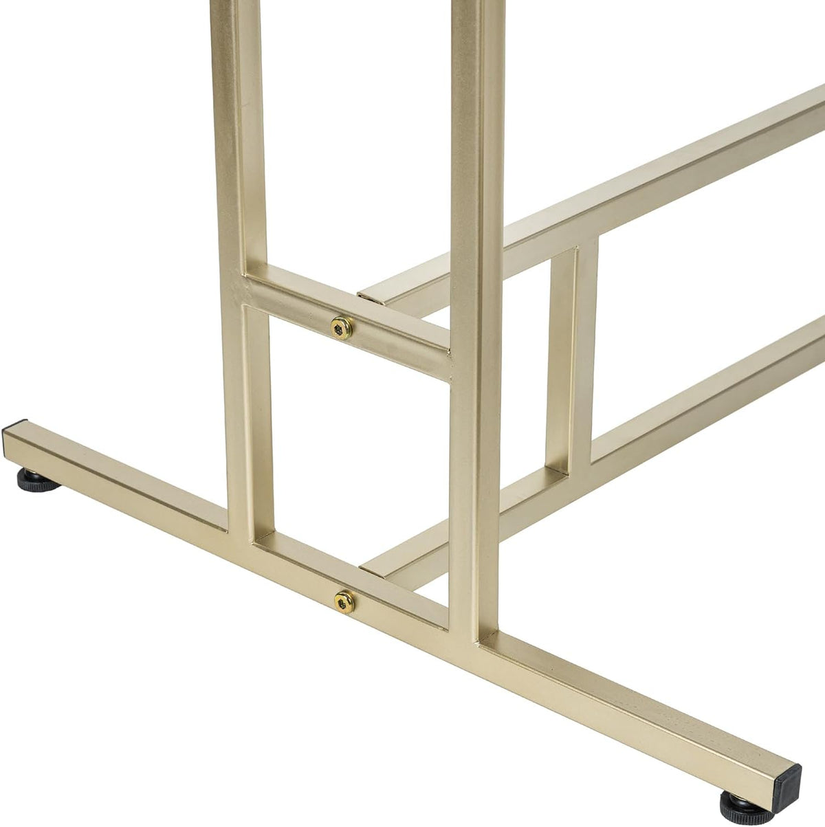 MyGift 4ft Tall Brass Tone Stainless Steel Freestanding Garment Rack, Heavy Duty Double Rod Clothes