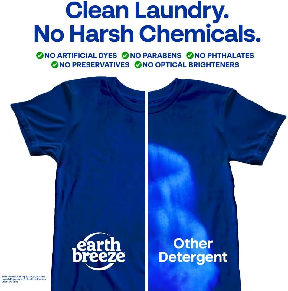 Earth Breeze Laundry Detergent Sheets Fresh Scent - 60 Loads Eco Liquidless Soap - Travel-Friendly