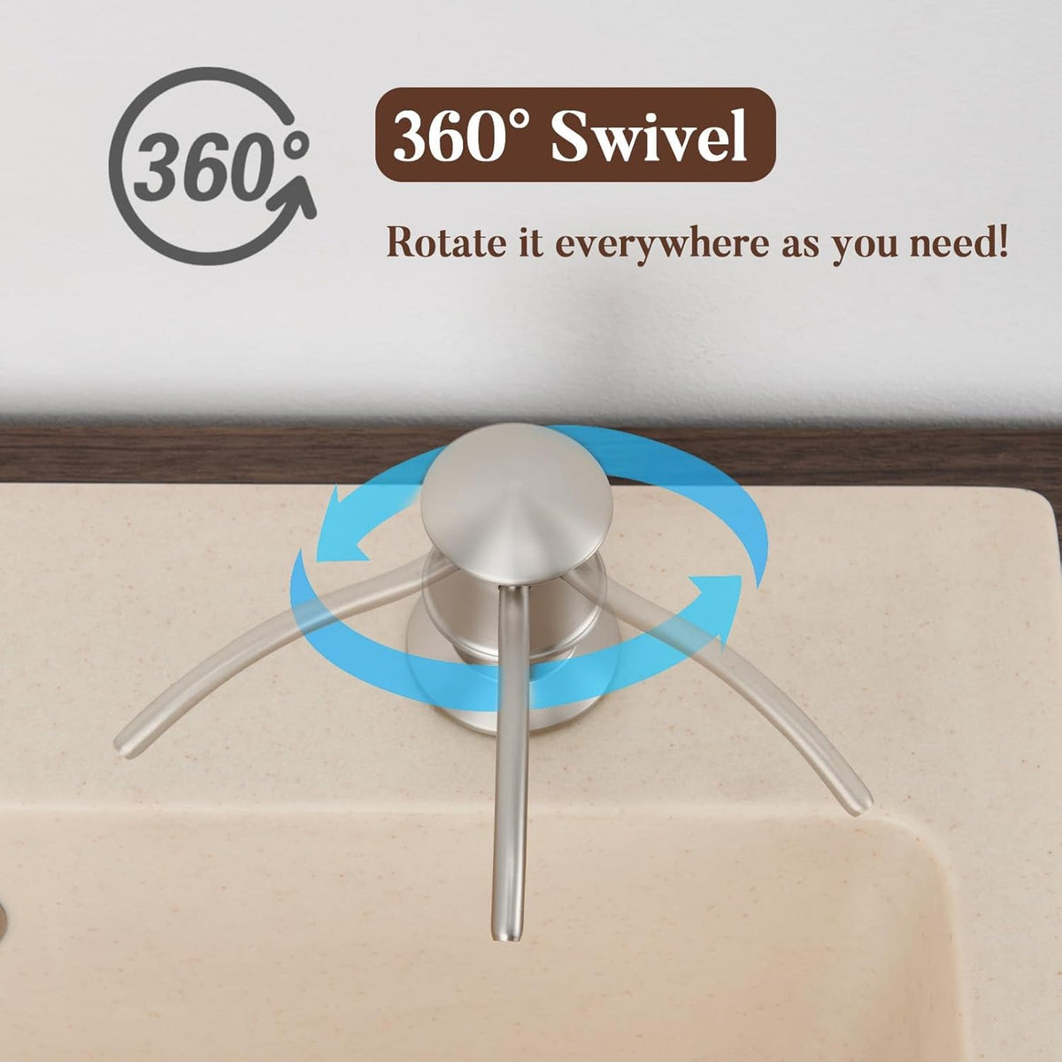 Built in Soap Dispenser for Kitchen Sink Countertop, Solid Brass Pump Head Long Spout with 10.2