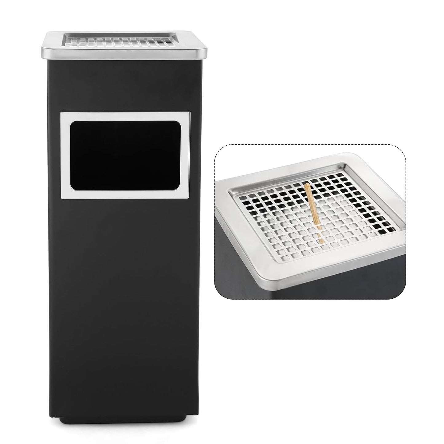 Trash Can Outdoor Waste Container Square Stainless Steel Trash Can with Removable Inner Bucket for