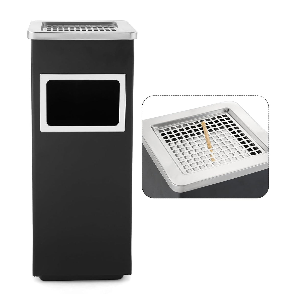 Trash Can Outdoor Waste Container Square Stainless Steel Trash Can with Removable Inner Bucket for