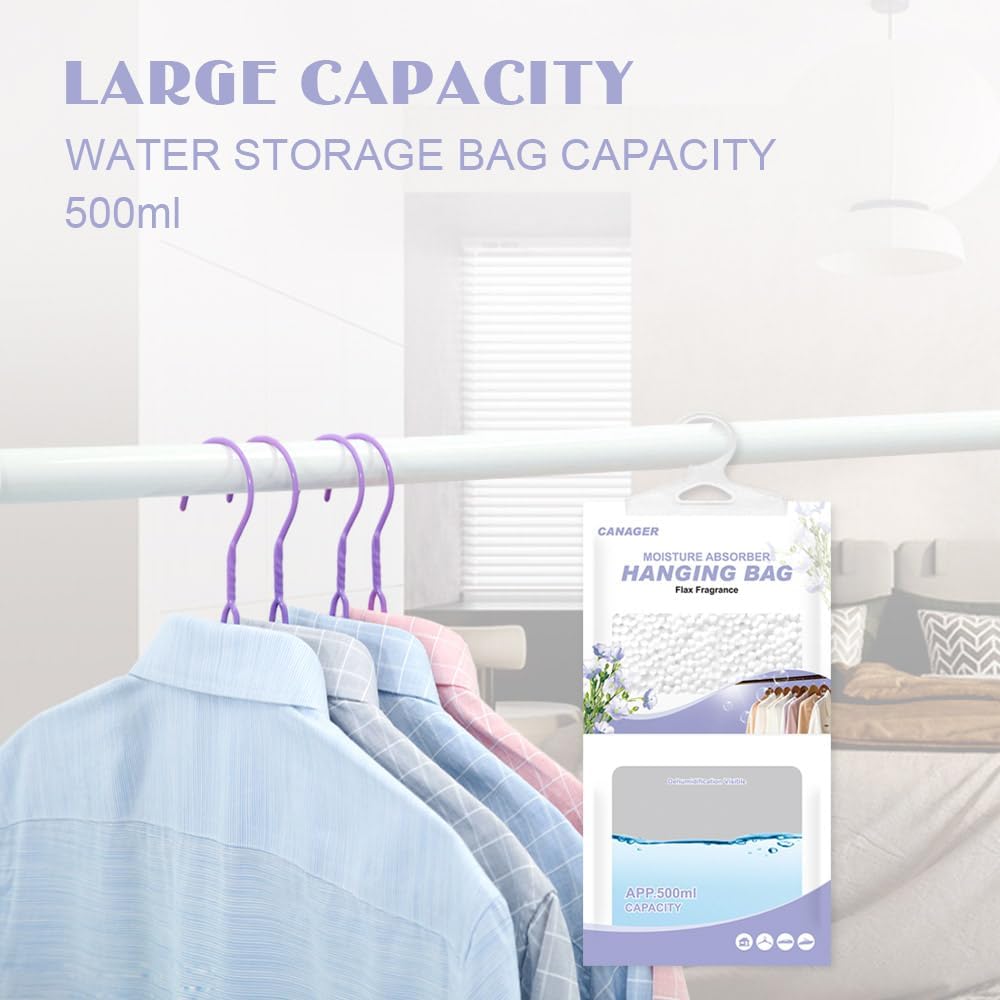 CANAGER Hanging Moisture Absorber, Flax Fragrance Moistureproof Desiccant Hanging Bag，Dehumidifier