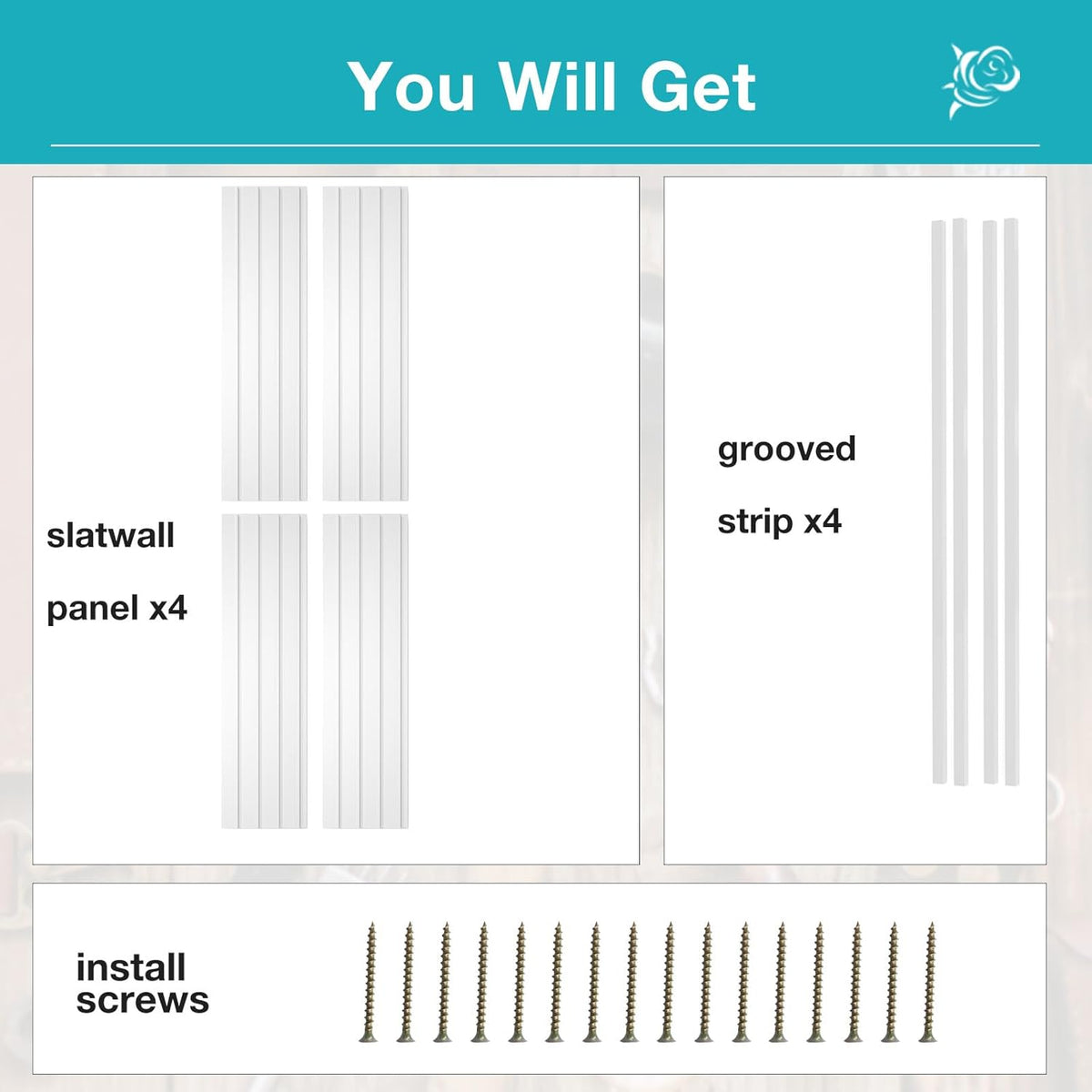 NeatiEase Slatwall Panel Wall Storage Systems, 4 x 4ft Slat Wall Paneling Garage Wall Organizer