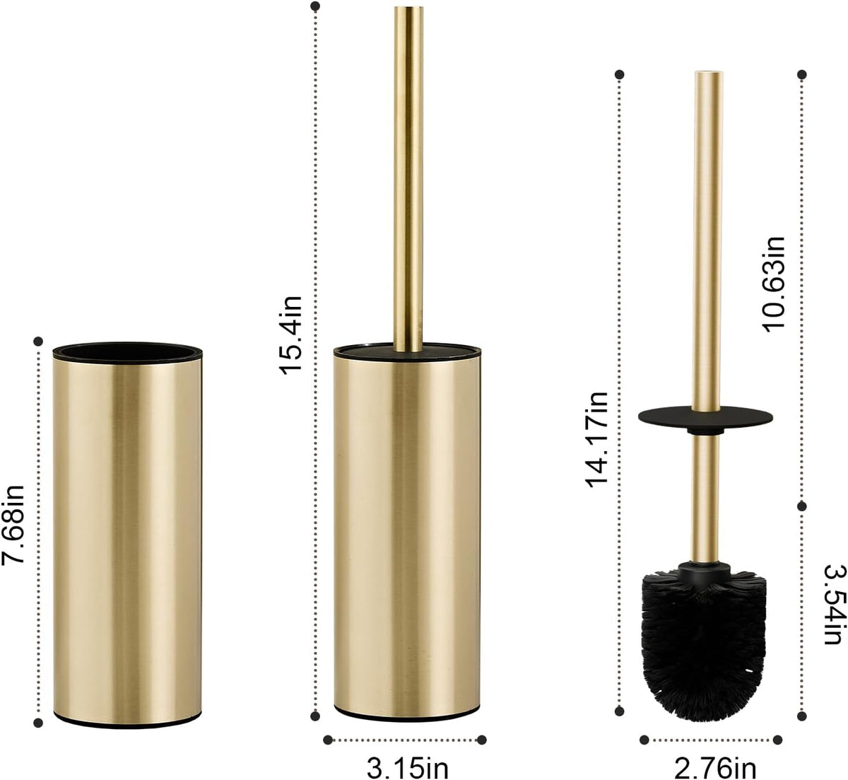 304 Stainless Steel Toilet Bowl Brush and Holder Set, Circular Floor Toilet Brush Holder, Long