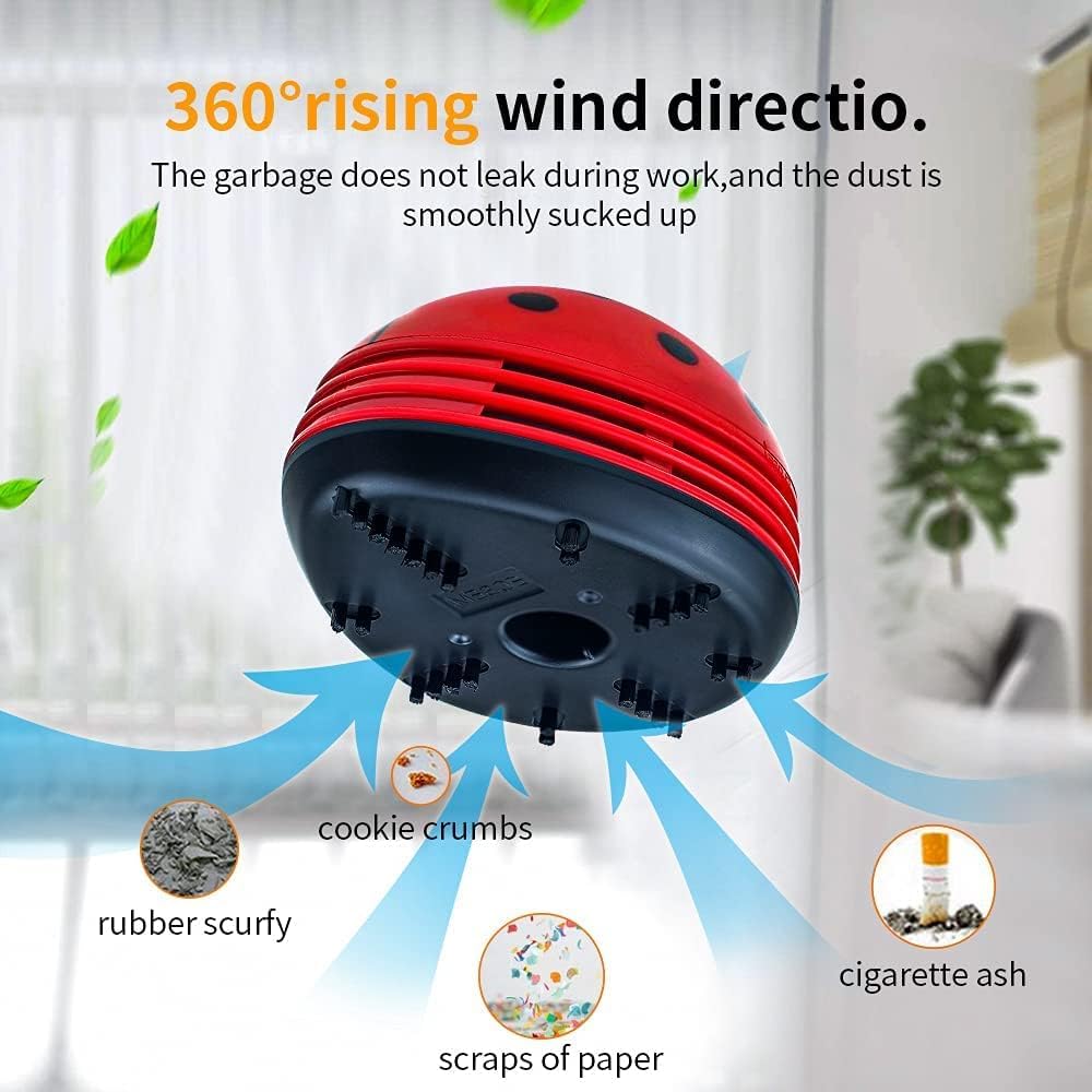 E ECSEM Mini Portable Handheld Cordless Tabletop Crumb Sweeper Desktop Dust Vacuum Cleaner Cute