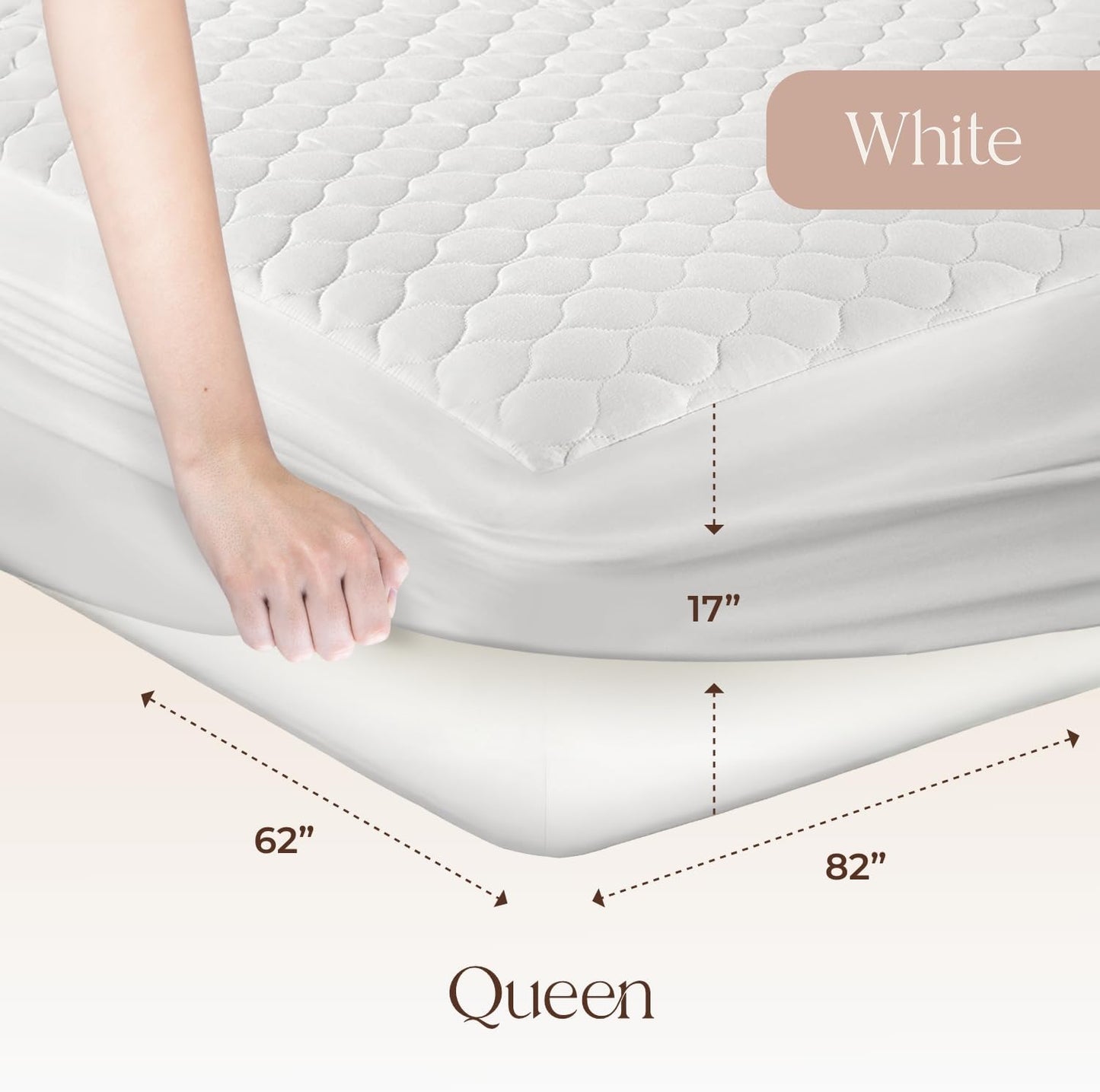 100% Cotton Organic Mattress Pad - Breathable & Cooling Mattress Protector Queen Size - Premium