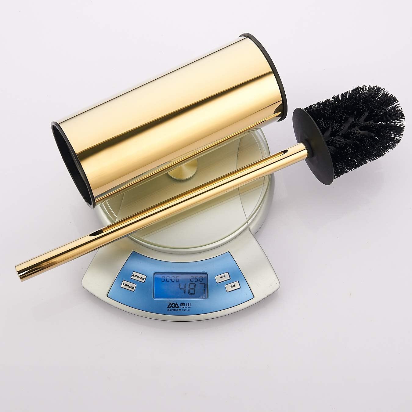 BGL Toilet Brush Holder Gold, Stainless Steel 304 Gold Round Freestanding Toilet Bowl Brush and
