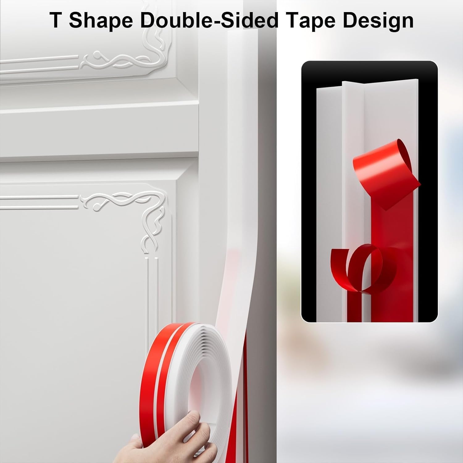 T-Shaped Door Draft Stopper, 1.97 in x 40 Ft Silicone Seal Strip for Windows Gaps, Weather