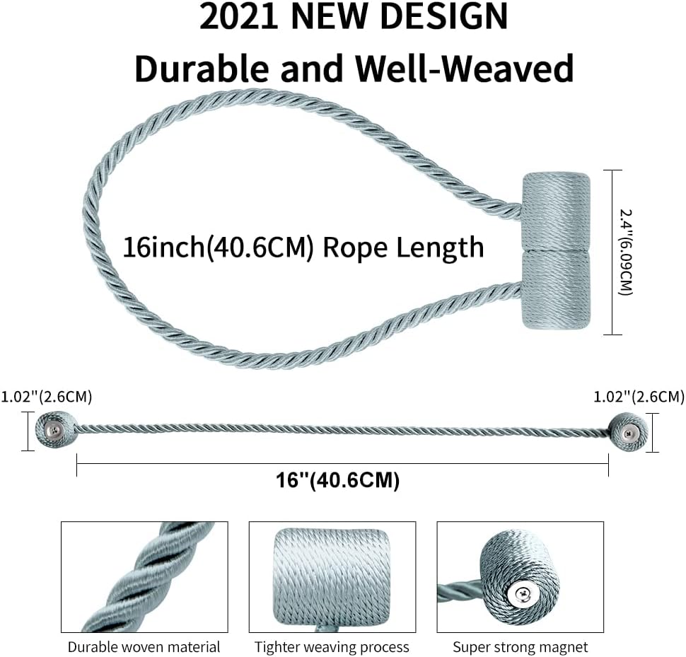 18 Inch Strong Magnetic Curtain Tiebacks, Curtain Holdbacks Modern Upgrade Strong 2021 New Twisted