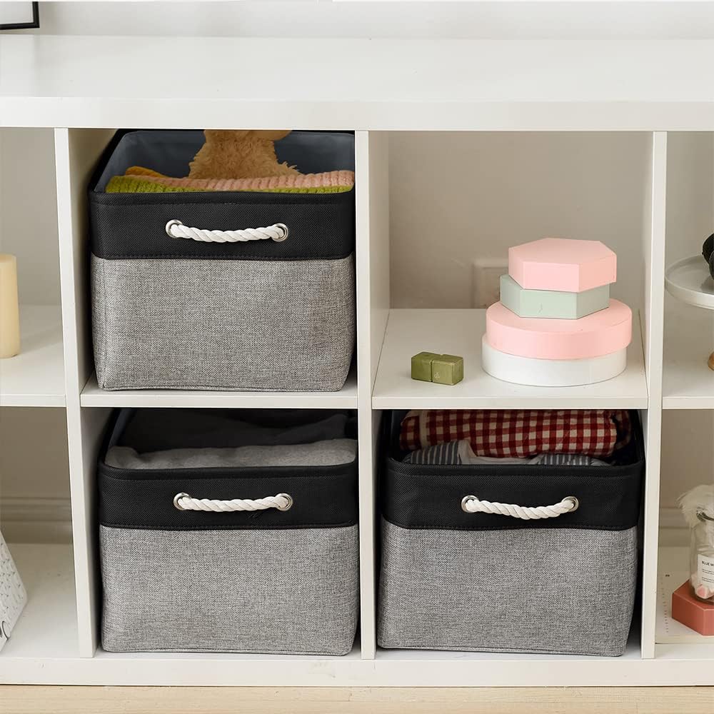 TheWarmHome Organization and Storage Basket for Organizing - 17x14x10 inch Large 3 Pack Collapsible