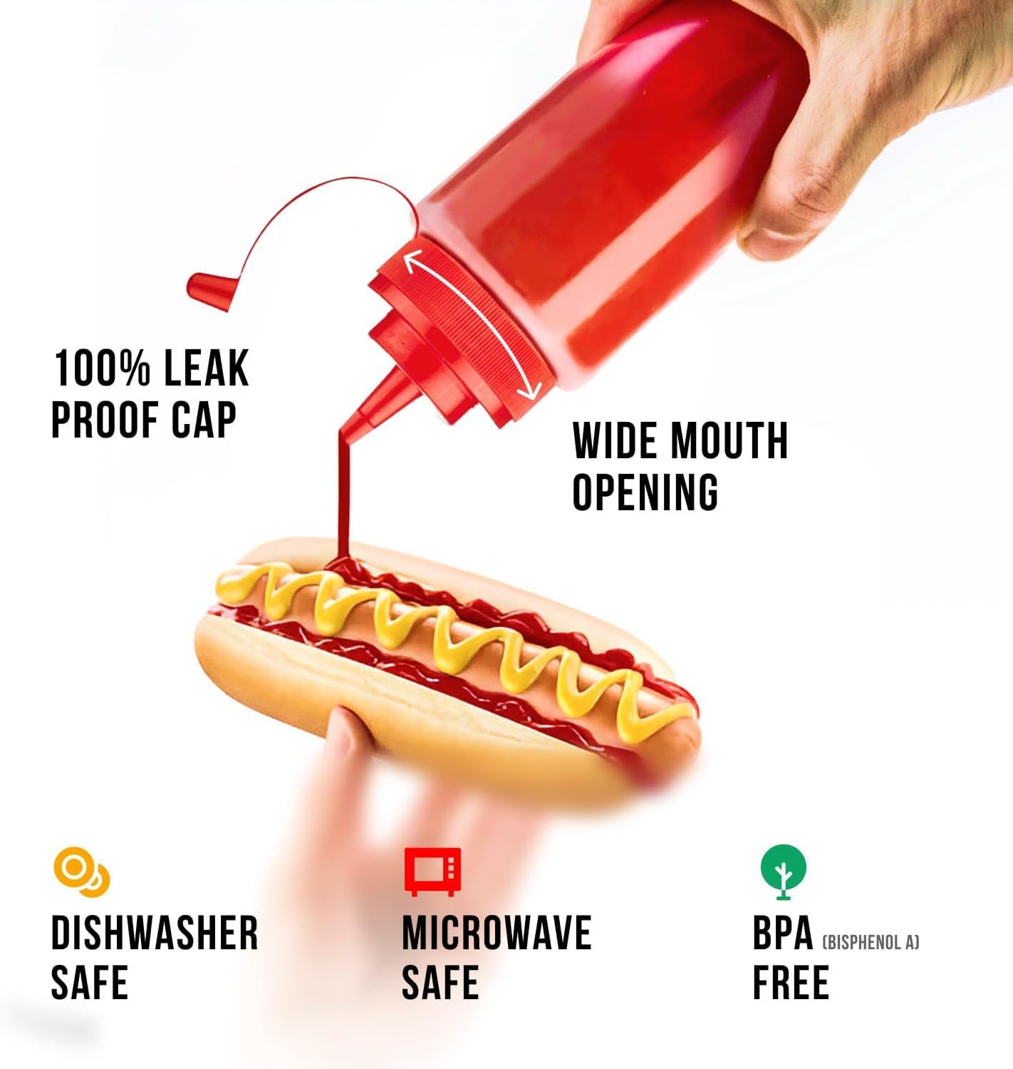 Norcalway 12 oz and 16 oz - 2 Pack | Condiment Squeeze Bottles – Plastic Squirt Bottles for Sauce