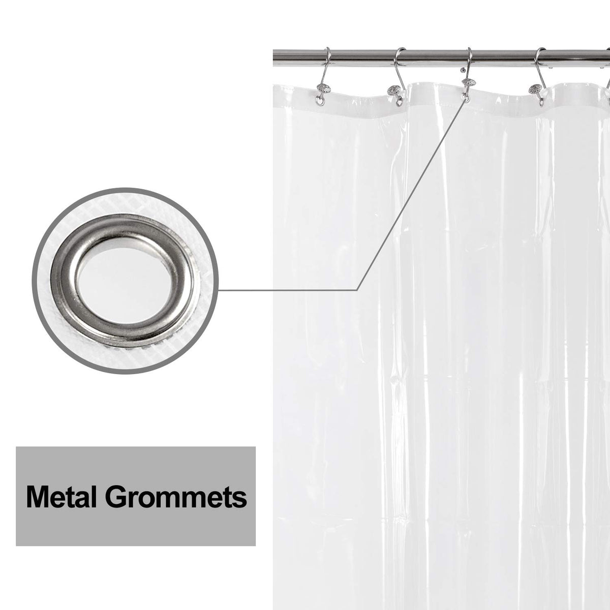 Barossa Design Extra Long Shower Curtain or Liner 84 Inch, Clear, 72x84