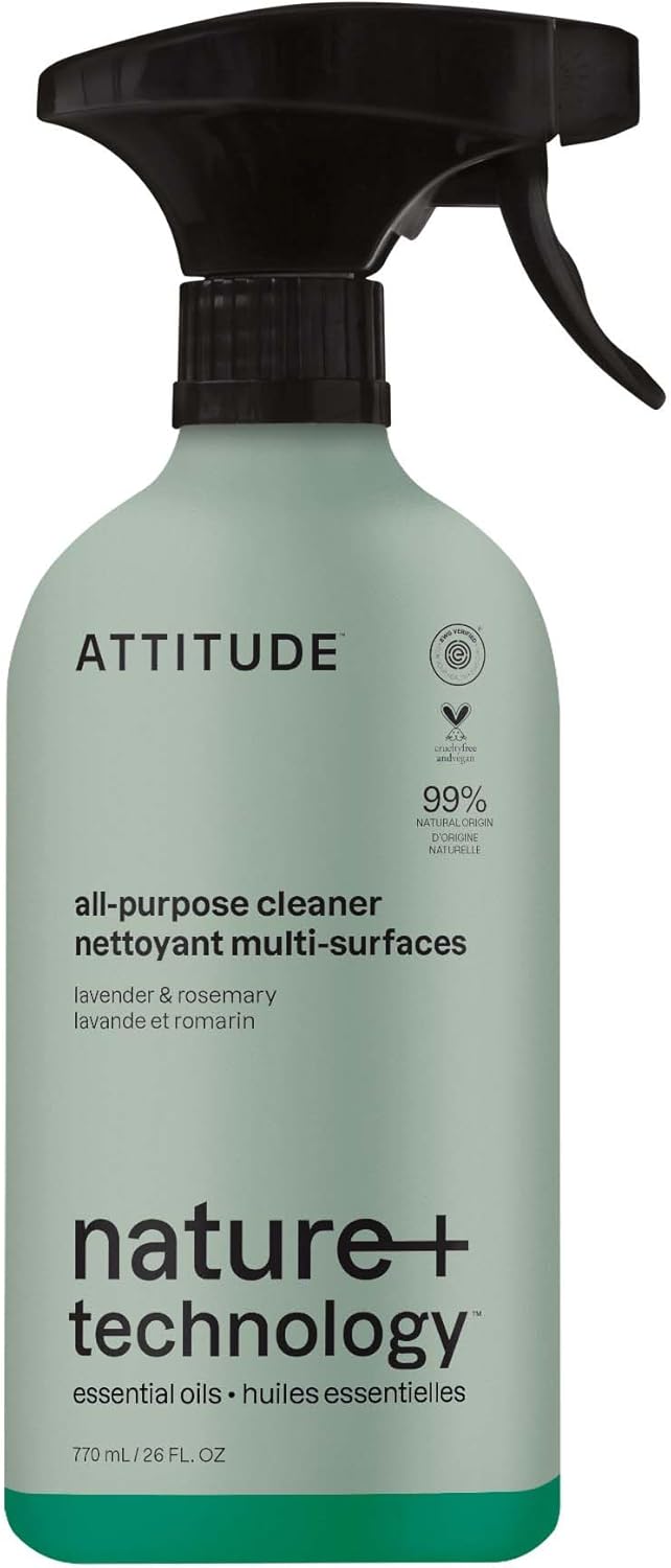 ATTITUDE All-Purpose Cleaner Spray, Natural Origin Ingredients, EWG Verified, Ammonia-Free, Removes