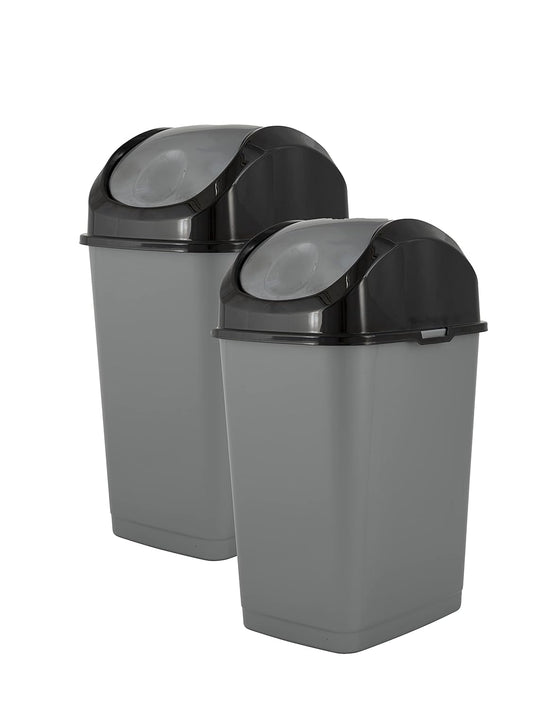 Superio Small 2.5 Gallon Plastic Trash Can with Swing Top Lid, Compact Slim Waste Bin for Under