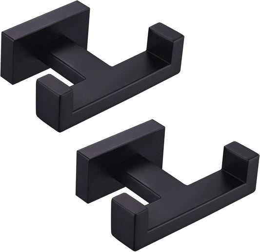 Angle Simple Bathroom Towel Hooks, Stainless Steel Shower Double Robe Coat Hooks for Wall, Matte
