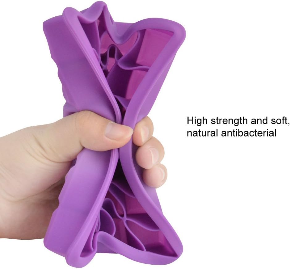 Ice Cube Tray, Silicone Square Ice Trays Easy Release Stackable Ice Cube Mold with Removable Lid