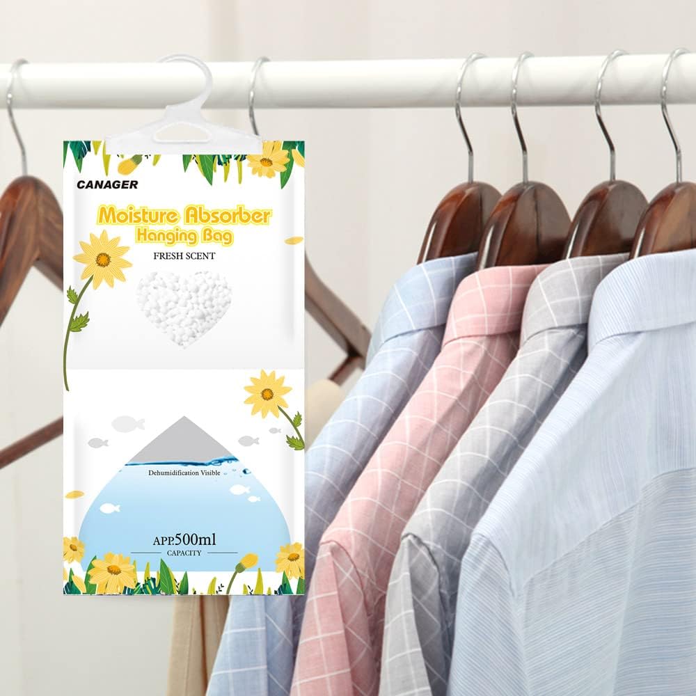 CANAGER Moisture Absorber -12 Pack,Fresh Scent Hanging Humidity Bag,Home,Car, and Closet