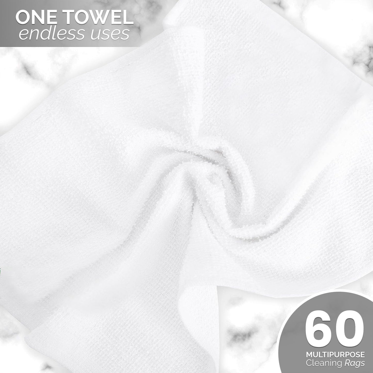 Terry Bar Mop Towels (Value Pack of 60) Size 14"x17" – Absorbent and Durable, Multipurpose Cleaning