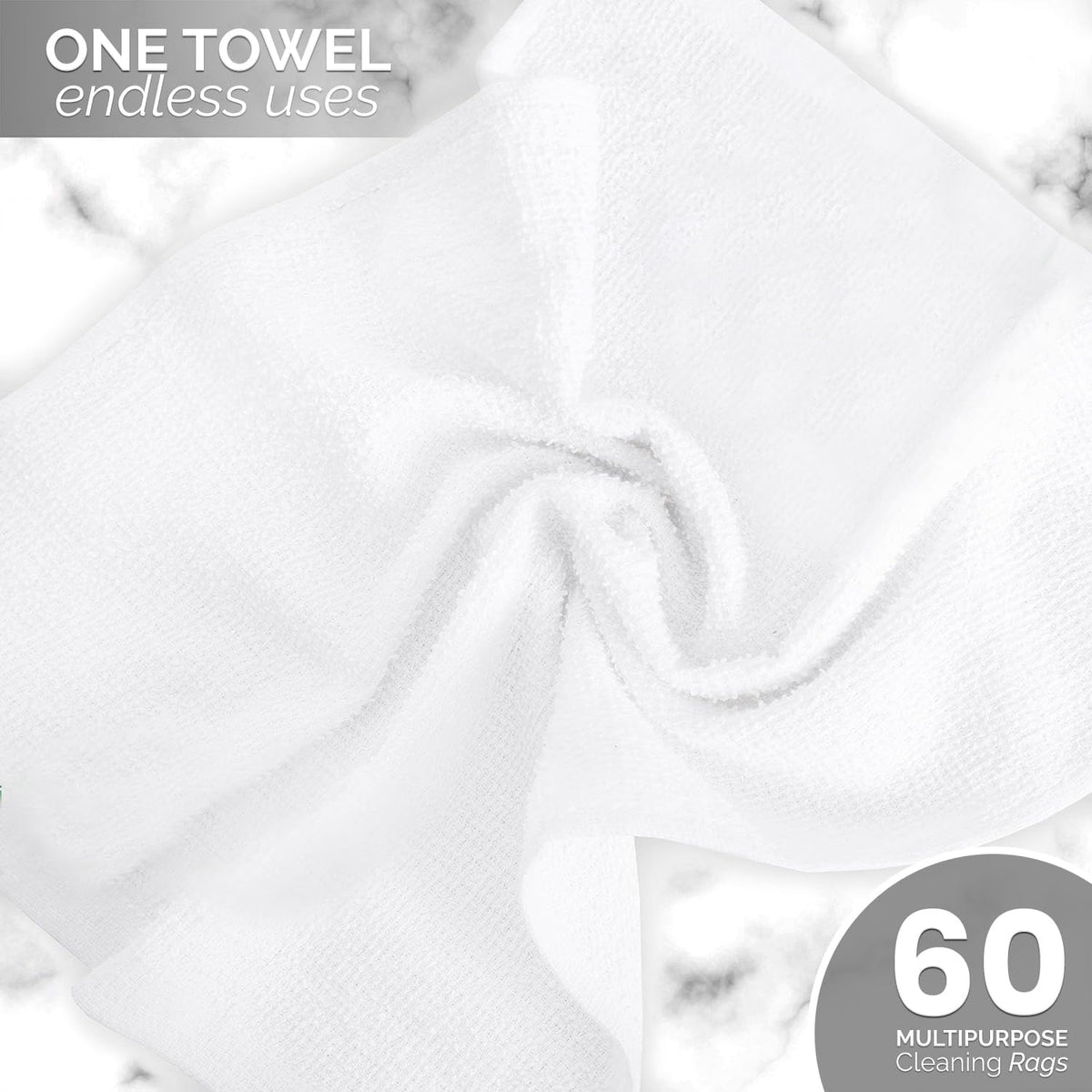 Terry Bar Mop Towels (Value Pack of 60) Size 14"x17" – Absorbent and Durable, Multipurpose Cleaning