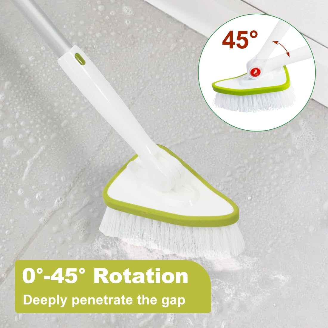 CQT 2 in 1 Bathroom Cleaning Brush with 48" Extendable Long Handle Detachable Scrub Brush with 2