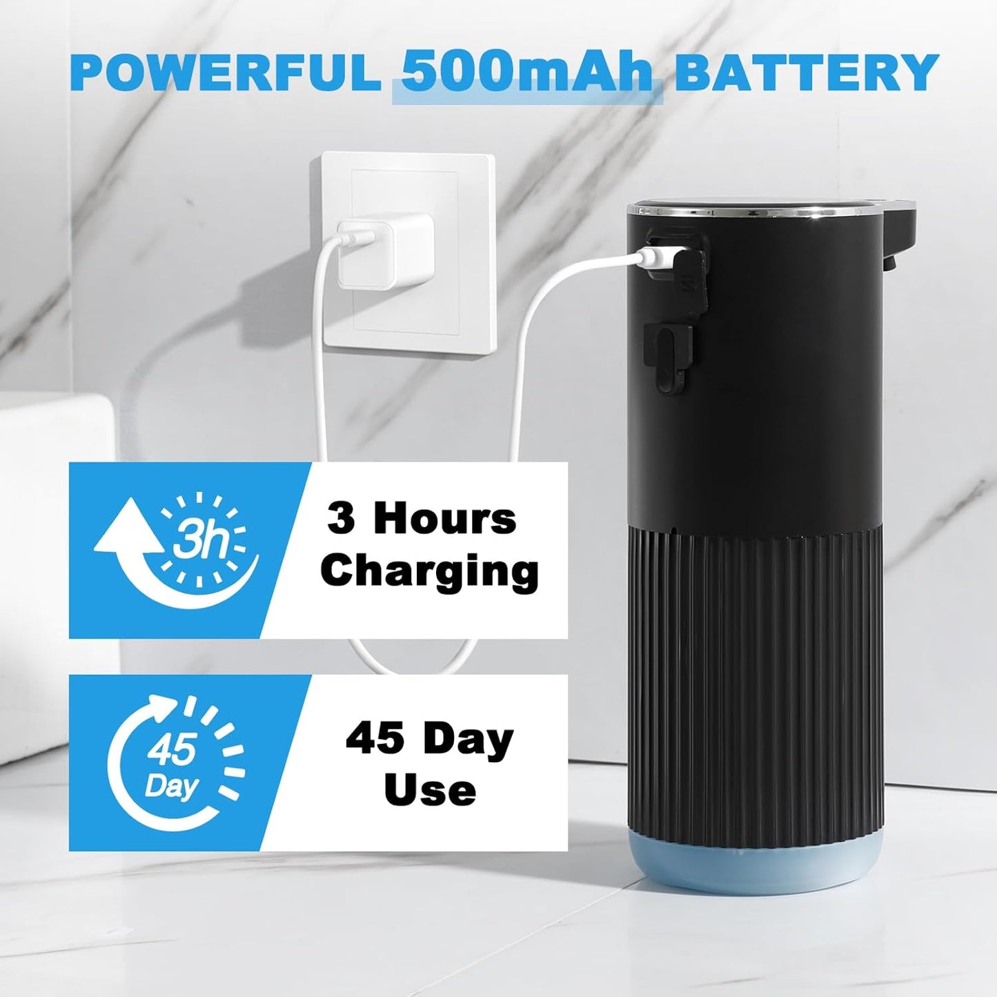Automatic Foaming Soap Dispenser, 2 Pack Black Touchless Foam Hand Soap Dispenser Bathroom, 13.5 Fl