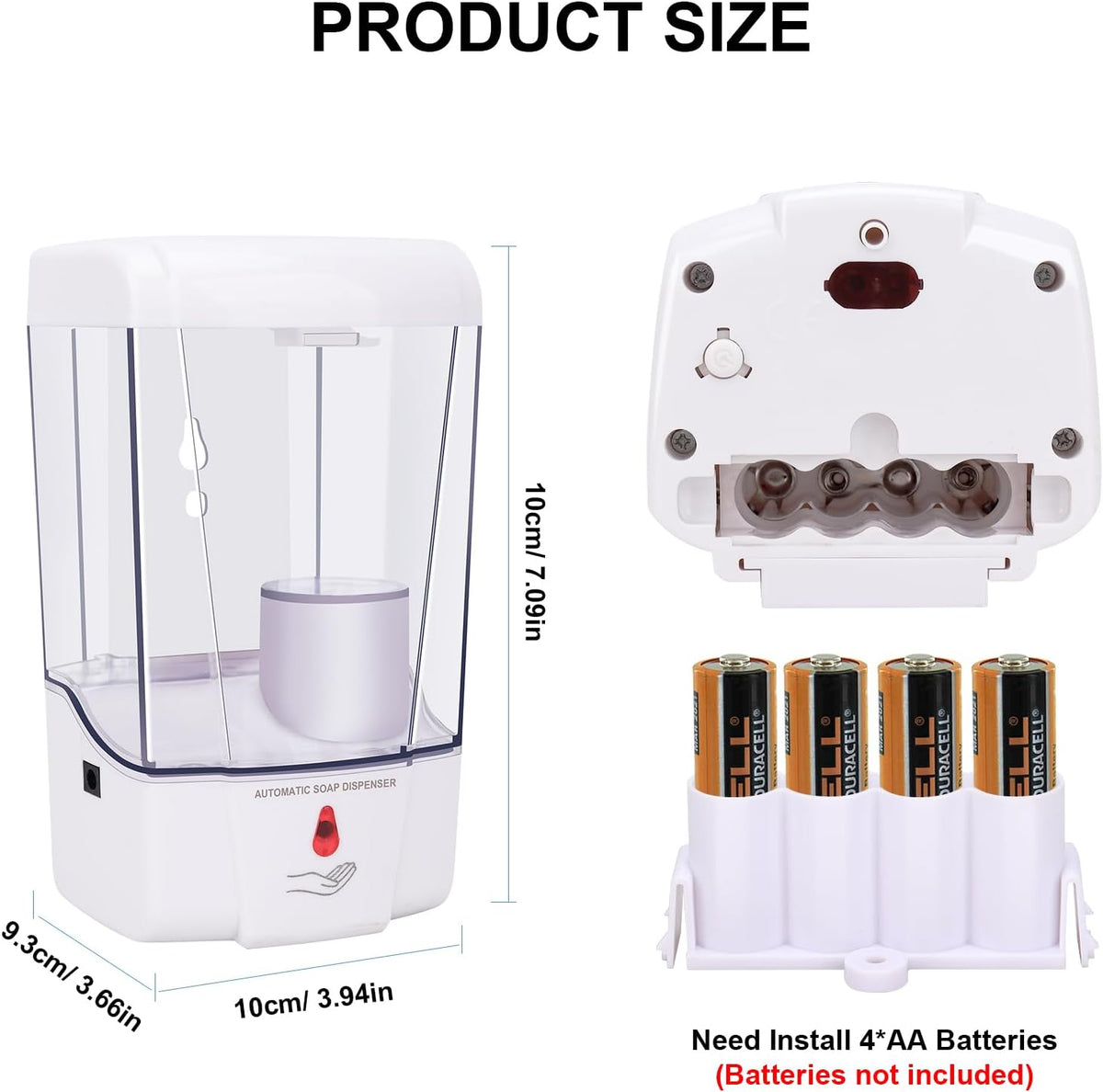 Automatic Soap Dispenser Wall Mounted: 700ml/23.7oz Commercial Hand Soap Dispenser Wall Mount