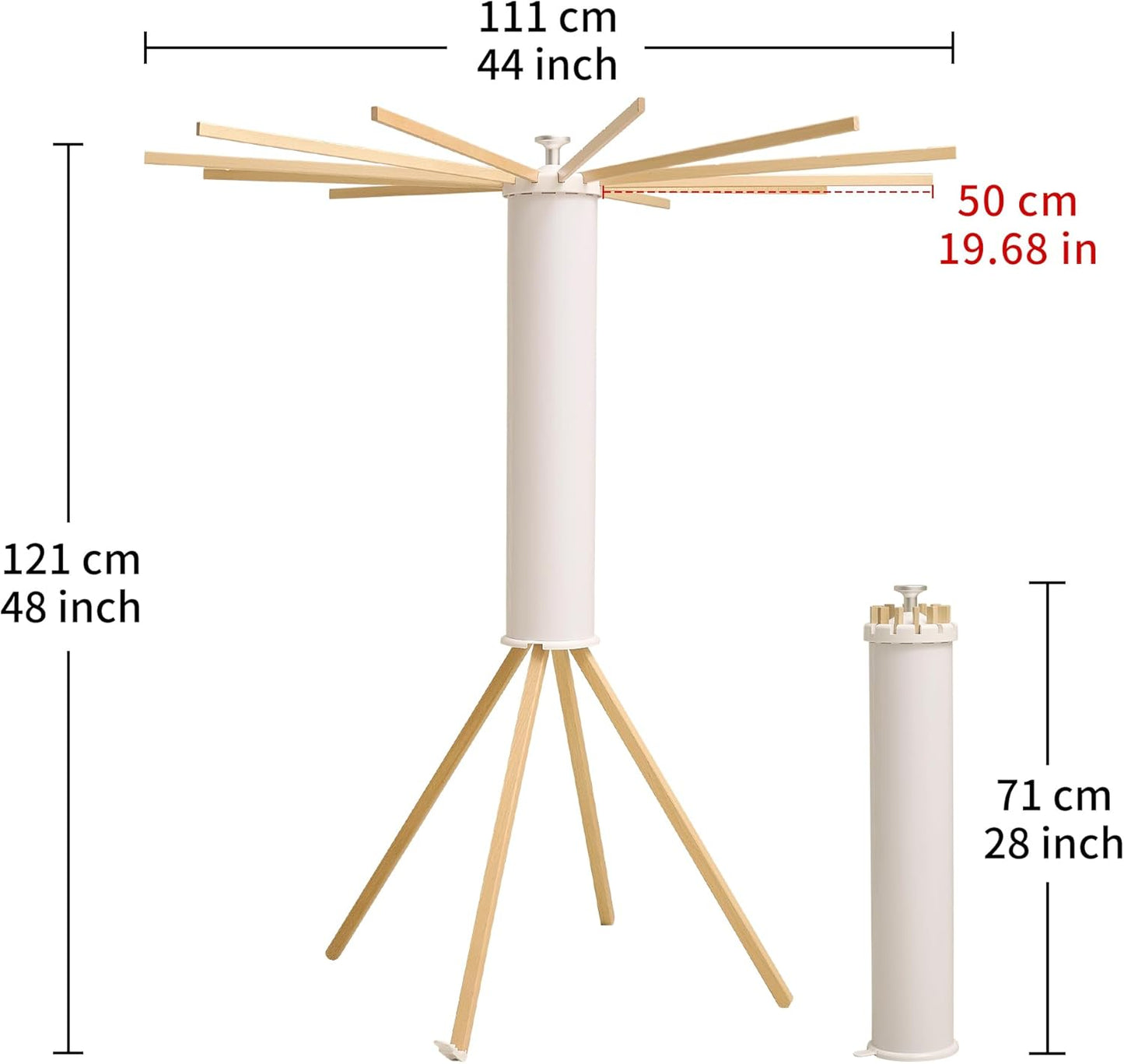LEQ Drying Rack Portable,Foldable Drying Rack Clothing with 12 Wood Drying Arms, Standing Laundry