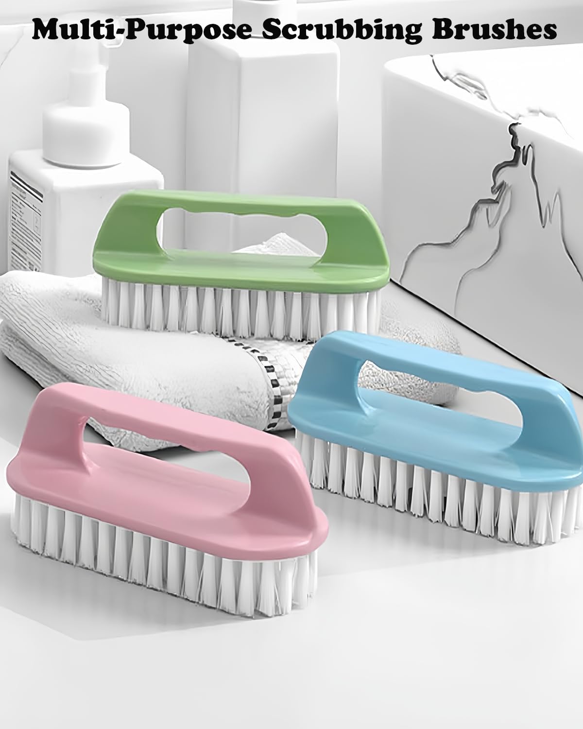 Scrub Brush for Cleaning-3 Pack Scrubbing Brushes Heavy Duty Multi-Purpose Household Cleaning Brush