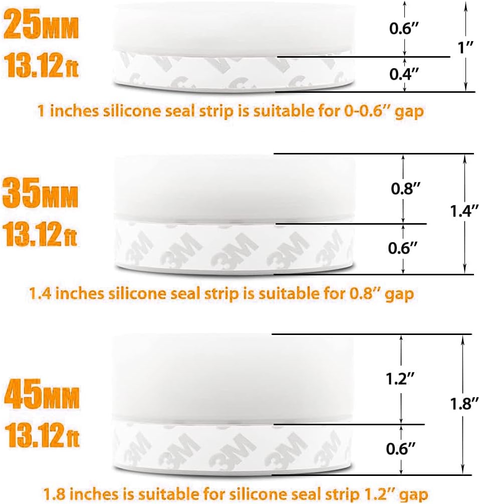 39.37 Ft Door Weather Stripping Door Seal Strip Tape,Silicone Door Draft Stopper,Self Adhesive