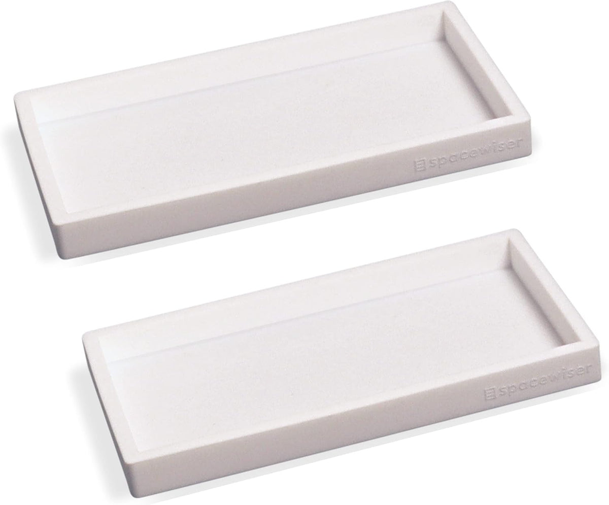 Countertop and Vanity Tray - 2 PC Small 7.7" Silicone Bathroom Trays, Kitchen Soap Tray, Dish