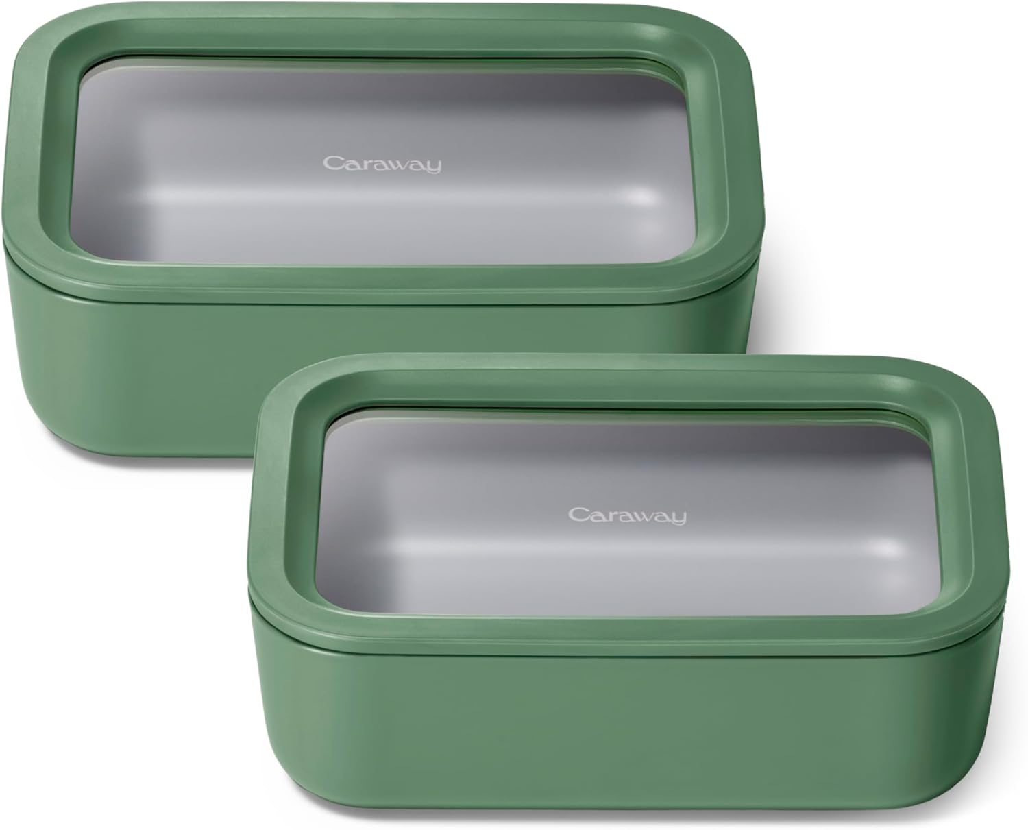 Caraway 2pc Glass Food Storage Set - 6.6 Cup Food Containers (2) - Ceramic Coated - Non Toxic, Non