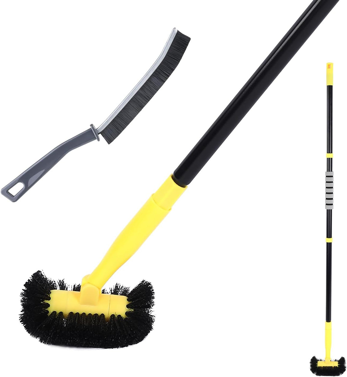 Grout Cleaning Brush with Long Handle - Hard Bristle Hand Held Grout Cleaner Brush for Tile Grout