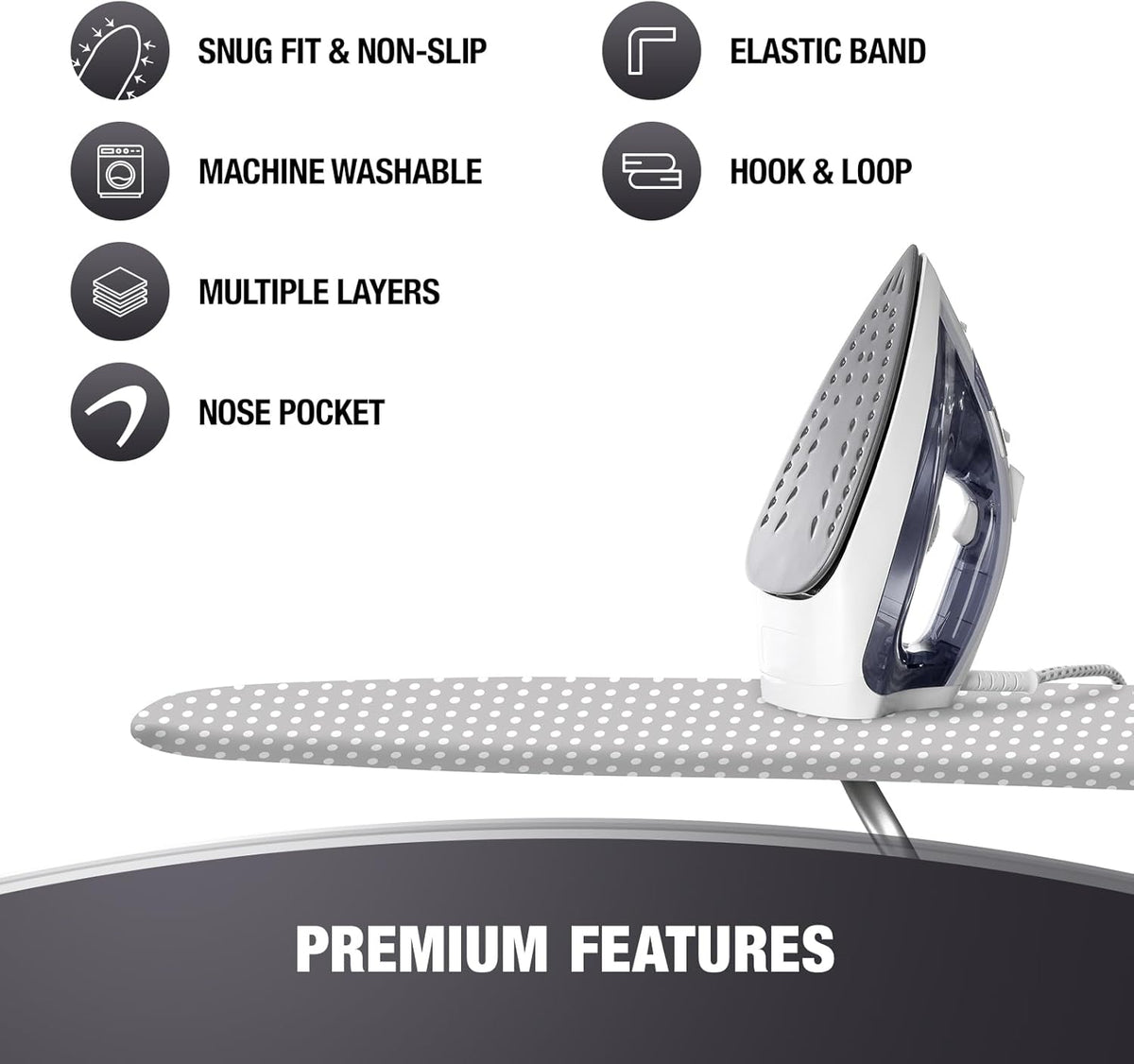 Extra Thick Ironing Board Covers with Pad Standard Size 15x54, Heat Reflective Full Scorch