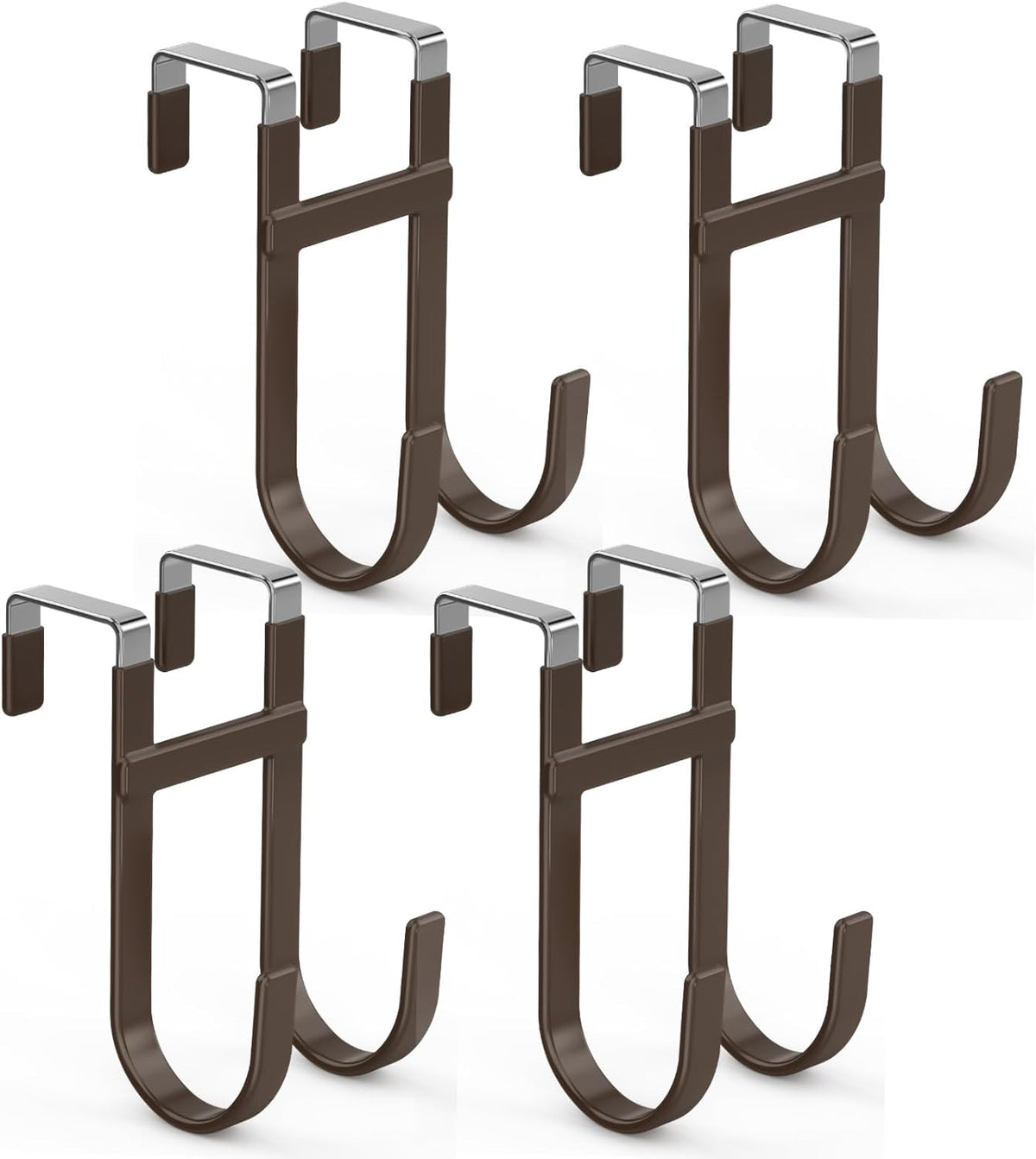 FYY Over The Door Hooks - 4 Pack Heavy Duty Dual-Hook Organizer Hanger with Non-Slip Rubber for